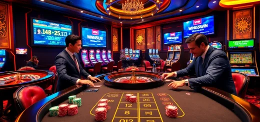 Vibrant betting scene at win55win.live with poker chips and roulette wheel enhancing the gaming excitement.